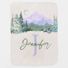 Personalized BOHO Mountain Name Baby Blanket