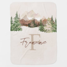 Personalized BOHO Mountain Name Baby Blanket