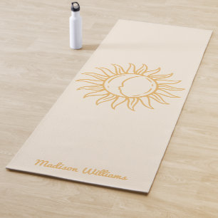  Personalized Boho Mystical Yellow Sun and Moon  Yoga Mat
