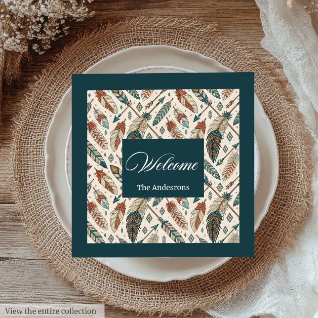 Personalized Boho Napkins Ethnic Feathers & Arrows (Personalized Boho Napkins Ethnic Feathers & Arrows)
