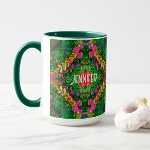 Personalized Boho Pattern Green Inspirivity Mug