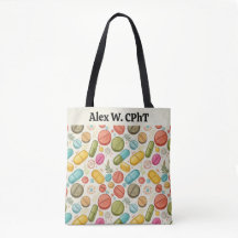 Personalized Boho Pharmacy CPhT Tote Bag