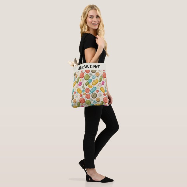 Personalized Boho Pharmacy CPhT Tote Bag (On Model)