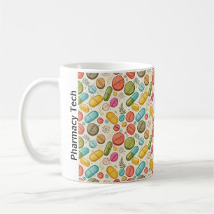 Personalized Boho Pharmacy Tech Flowers & Pill Coffee Mug