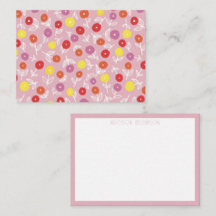 Personalized Boho Pink Modern Floral pattern Card