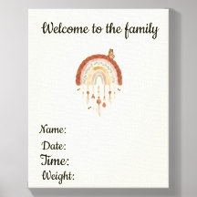 Personalized Boho Rainbow Baby Birth Announcement