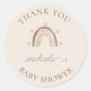 Personalized Boho Rainbow Baby Shower Thank You Classic Round Sticker