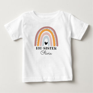 Personalized Boho Rainbow Big Sister Baby T-Shirt