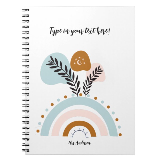 personalized boho rainbow custom notebook (Front)