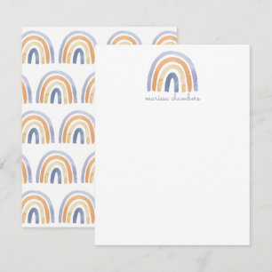Personalized Boho Rainbow Flat Note Card