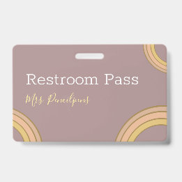Personalized Boho Rainbow Hall Pass Badge