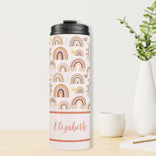 Personalized Boho Rainbow Kids Thermal Tumbler