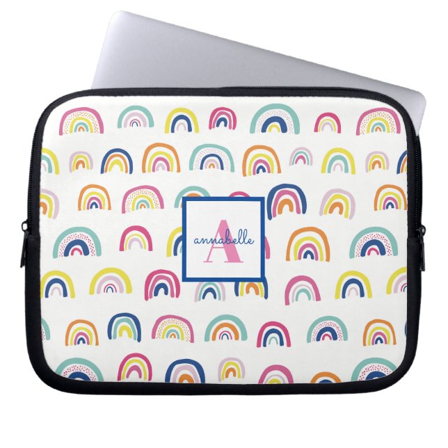 Personalized Boho Rainbow Pattern Laptop Sleeve (Front)