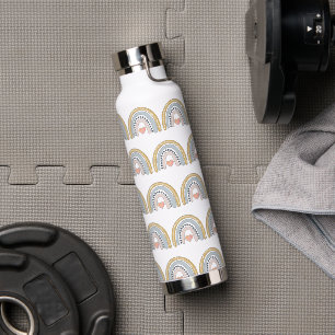 Personalized Boho Rainbow Pattern Watercolor Water Bottle