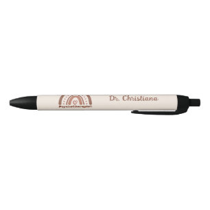 Personalized Boho Rainbow Psychotherapist  Black Ink Pen
