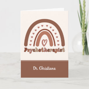 Personalized Boho Rainbow Psychotherapist  Card