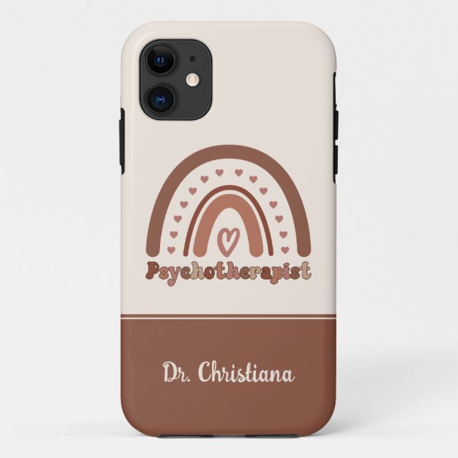 Personalized Boho Rainbow Psychotherapist  Case-Mate iPhone Case (Back)