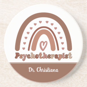 Personalized Boho Rainbow Psychotherapist Coaster