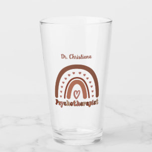 Personalized Boho Rainbow Psychotherapist  Glass