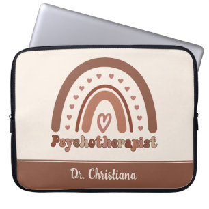 Personalized Boho Rainbow Psychotherapist Laptop Sleeve