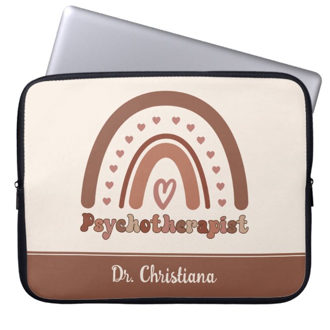 Personalized Boho Rainbow Psychotherapist  Laptop Sleeve (Front)