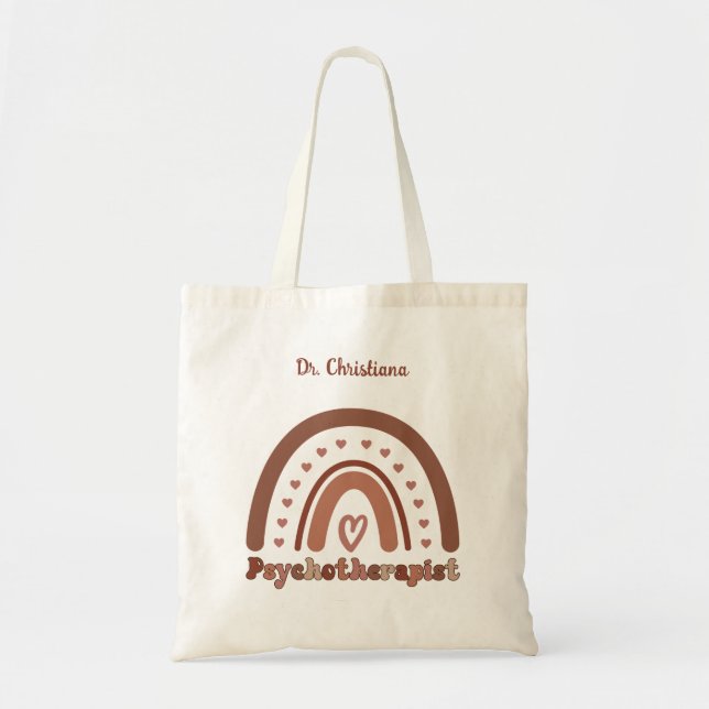 Personalized Boho Rainbow Psychotherapist  Tote Bag (Front)