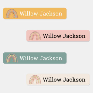 Personalized Boho Rainbow School Name Labels