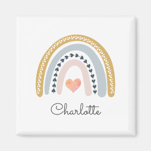 Personalized Boho Rainbow Watercolor Magnet
