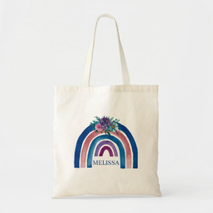 personalized Boho Rainbow with Flowers  Tote Bag