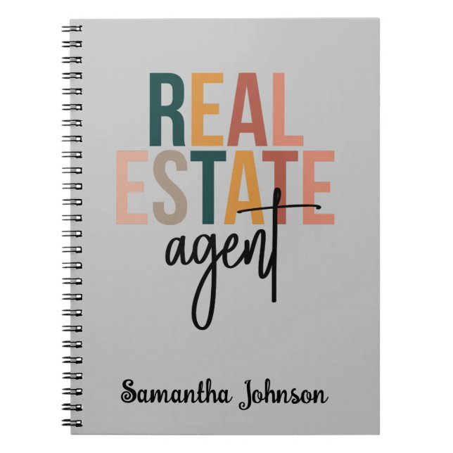 Personalized Boho Real Estate Agent Gift Notebook (Front)