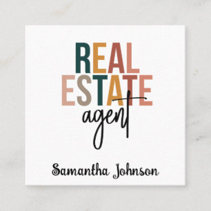 Personalized Boho Real Estate Agent Gift  Square Business Card