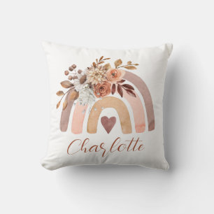Personalized Boho Rust Terracotta Rainbow  Throw Pillow