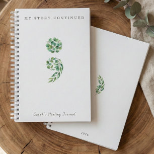 Personalized Boho Sage Green Semicolon Journal 