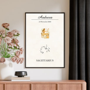 Personalized Boho Sagittarius Zodiac Constellation Poster
