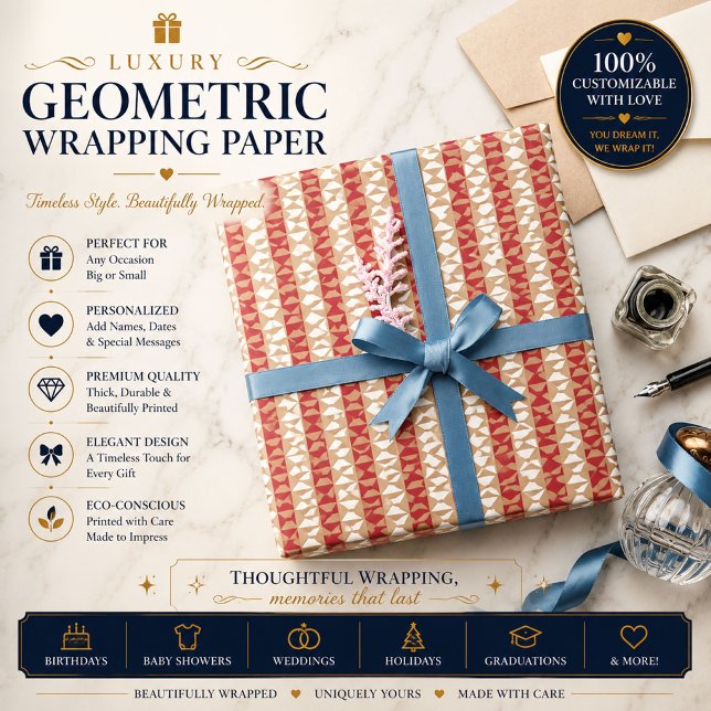 Personalized Boho Stripe Wrapping Paper (Creator Uploaded)