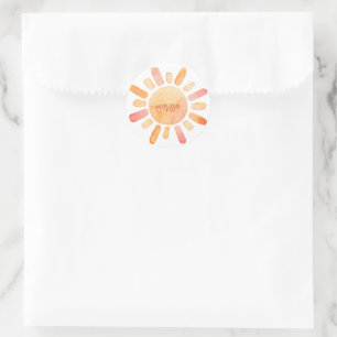 Personalized Boho Sun And Rays Classic Round Sticker