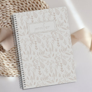 Personalized Boho Taupe Fun Cute Leaf Journal