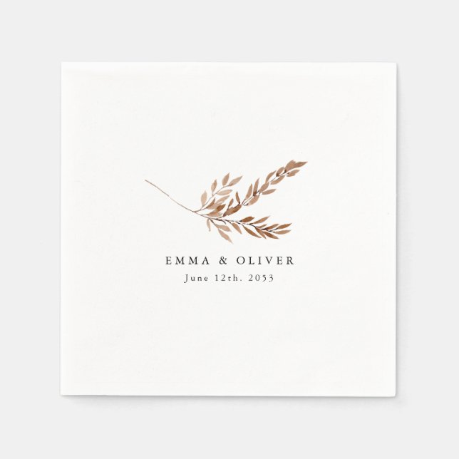 Personalized Boho Terracotta Botanical Wedding Napkin (Front)