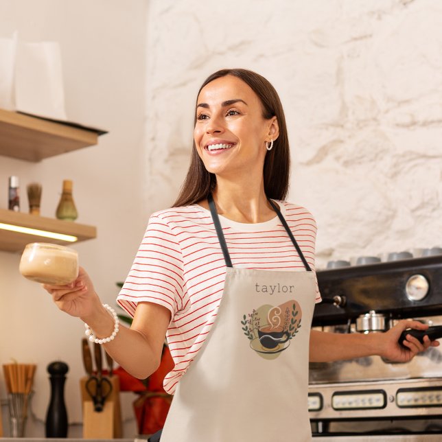 Personalized Boho Terracotta Coffee Themed Apron (Creator Uploaded)