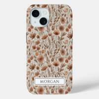 Personalized Boho Terracotta Floral Wildflower 