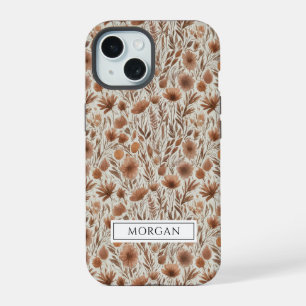Personalized Boho Terracotta Floral Wildflower  iPhone 15 Case