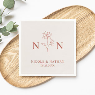Personalized Boho Terracotta Rust Monograms Napk Napkin