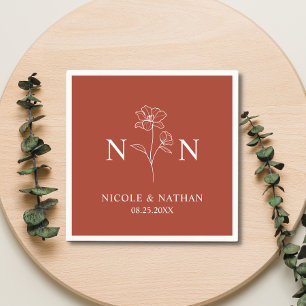 Personalized Boho Terracotta Rust   Monograms Napkin