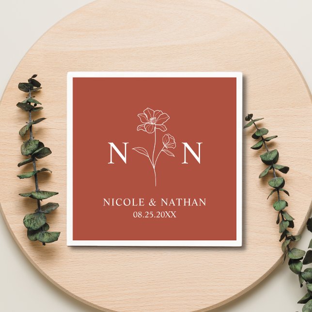 Personalized Boho Terracotta Rust | Monograms Napkin (Creator Uploaded)
