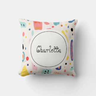 Personalized Boho Watercolor Cutie Name Girl Throw Pillow