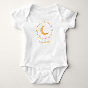 Personalized Boho Watercolor Moon & Stars – Cute Baby Bodysuit