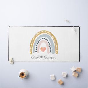 Personalized Boho Watercolor Rainbow  Desk Mat