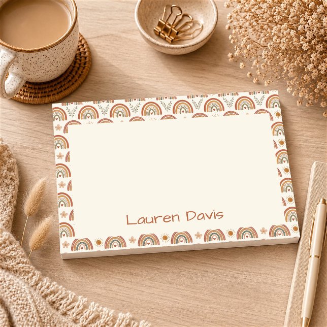 Personalized Boho Watercolor Rainbow  Post-it Notes (Personalized Boho Watercolor Rainbow Post It Notes)
