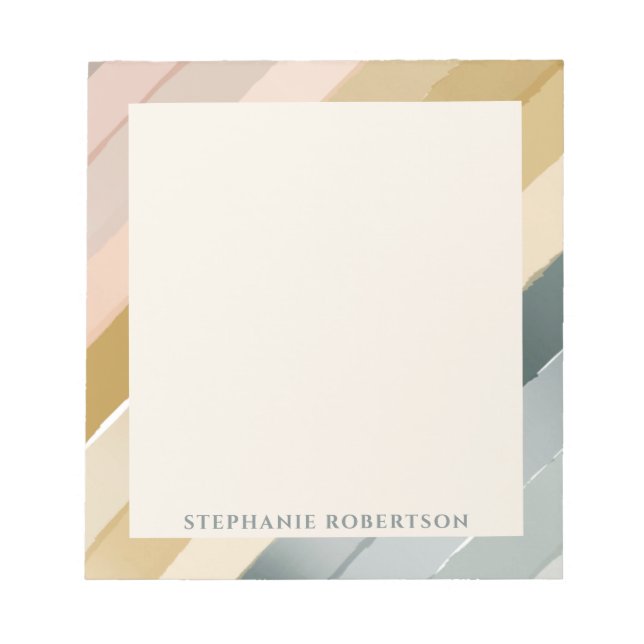 Personalized Boho Watercolor Stripe Gradient Name Notepad (Front)