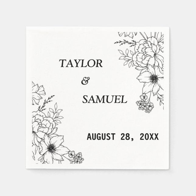 Personalized Boho Wedding Cocktail Paper  Napkin (Front)